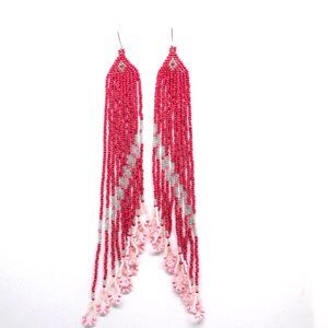 Double Pink Waterfall Earrings